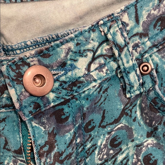 Mudd Pants Jeans Skinny Peacock Feather Patterned Maximalism Dopamine Size 9 - Picture 7 of 10